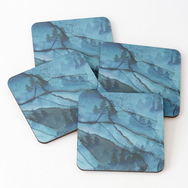 Item preview, Abstract Misty Forest Blue Gold designed and sold by Caroodoo.
