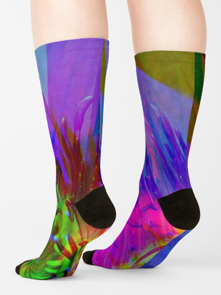 Thumbnail 4 of 5, Socks, Abstract Water Lily designed and sold by April Dowling.