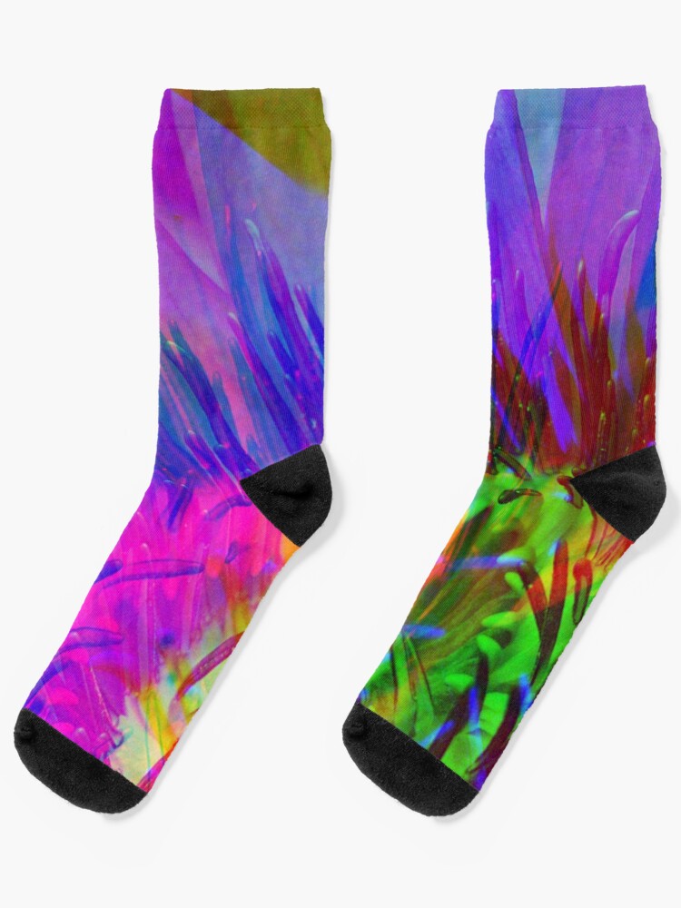Thumbnail 1 of 5, Socks, Abstract Water Lily designed and sold by April Dowling.