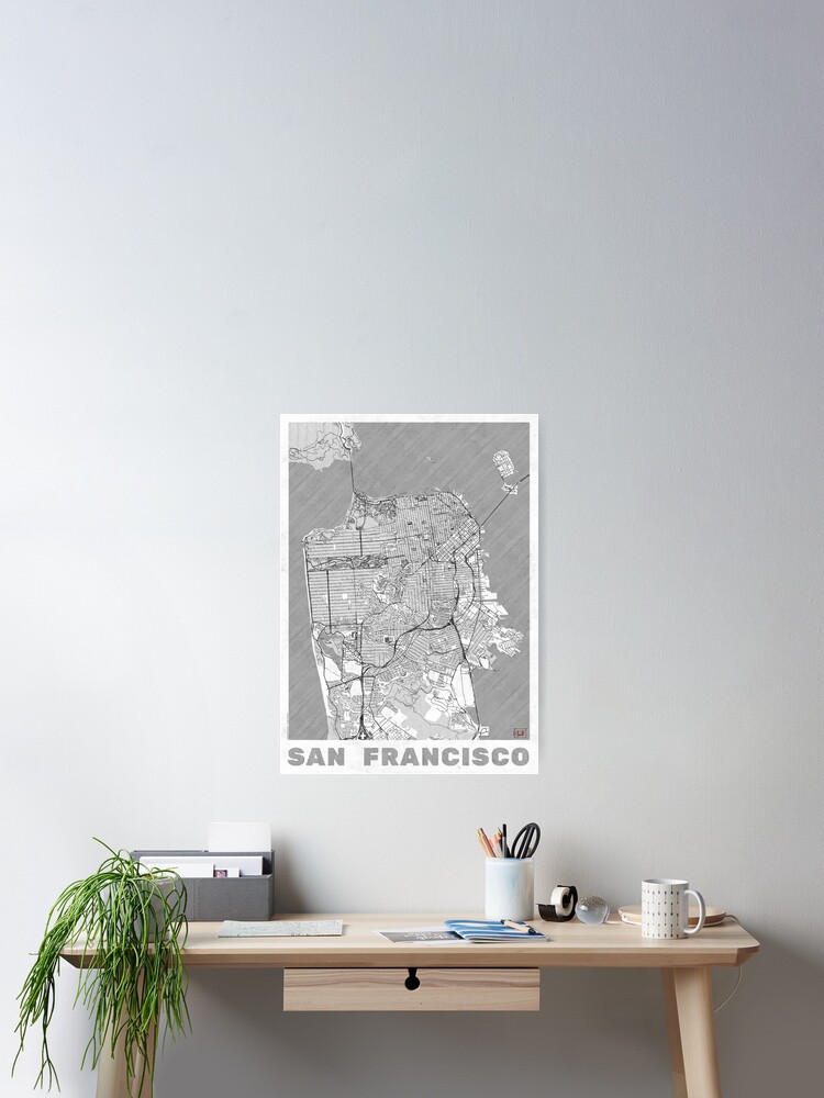 Thumbnail 1 of 3, Poster, San Francisco Map Line designed and sold by HubertRoguski.