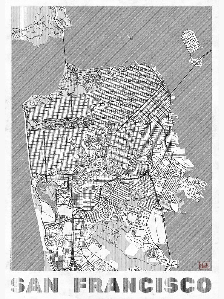 Thumbnail 3 of 3, Poster, San Francisco Map Line designed and sold by HubertRoguski.