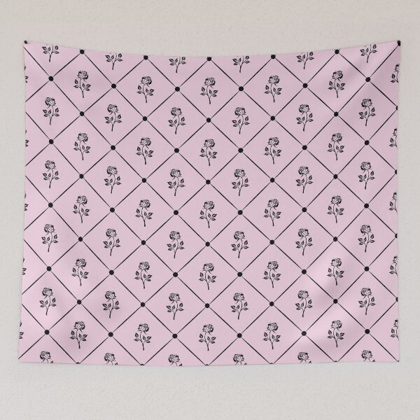 Item preview, Parisian Chic Black Rose Pattern on Baby Pink designed and sold by aprincessinsp.