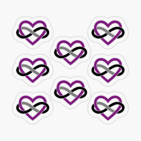 8x Asexual Polyamory Infinity Heart Transparent Sticker