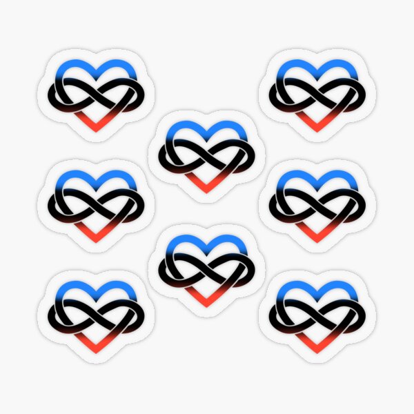 8x Polyamory Infinity Heart Transparent Sticker