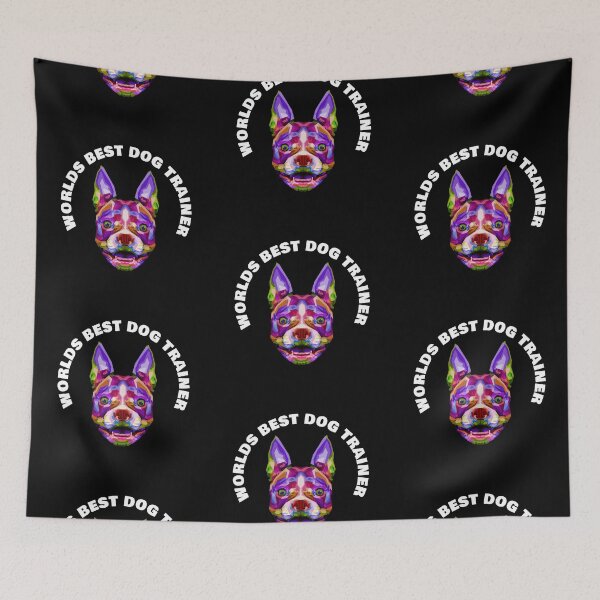 Item preview, Worlds Best Dog Trainer - Boston Terrier - Rainbow K9 - White on Black designed and sold by NoMatterLab.