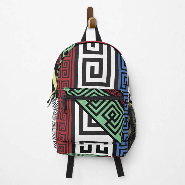 Item preview, Modern abstract greek key meander ornament Colorful patchwork seamless pattern designed and sold by mashmosh.