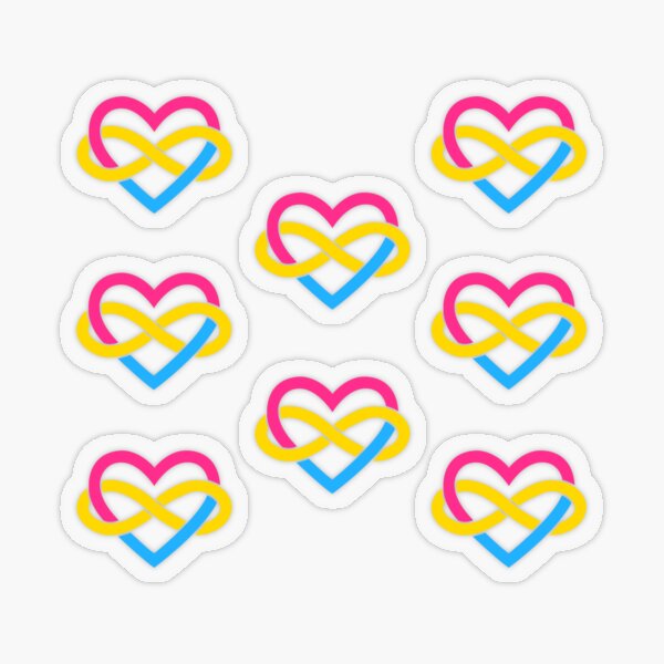 8x Pansexual Polyamory Infinity Heart Transparent Sticker