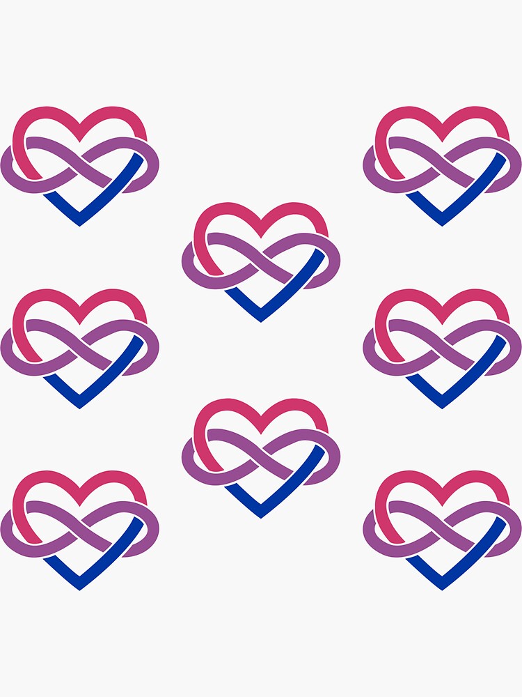 Thumbnail 3 of 3, Sticker, 8x Bisexual Polyamory Infinity Heart designed and sold by polyphiliashop.
