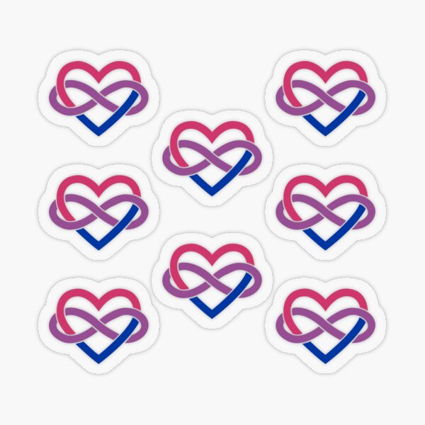 8x Bisexual Polyamory Infinity Heart Transparent Sticker