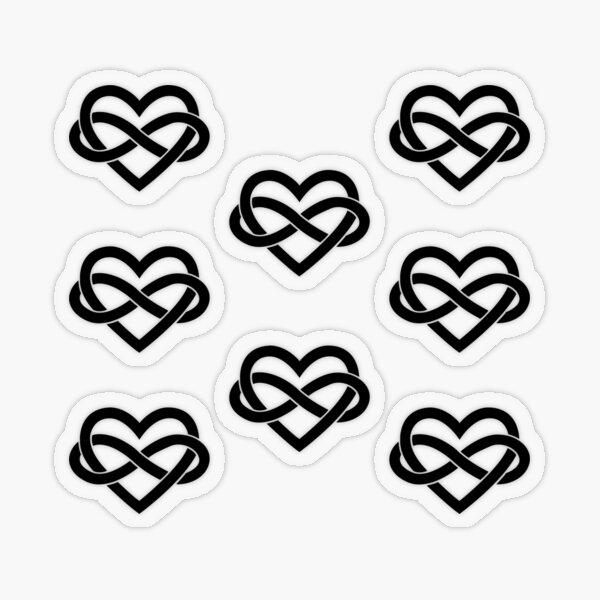 8x Black Polyamory Infinity Heart Transparent Sticker