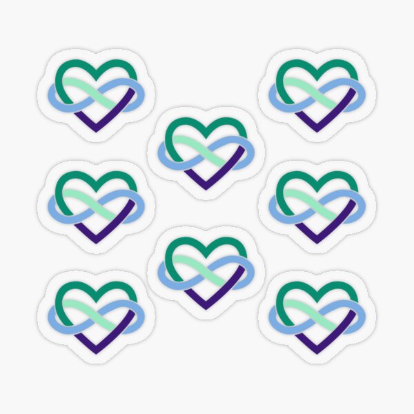 8x Gay Polyamory Infinity Heart Transparent Sticker