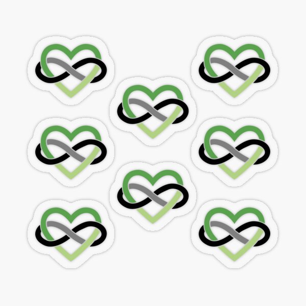8x Aromantic Polyamory Infinity Heart Transparent Sticker
