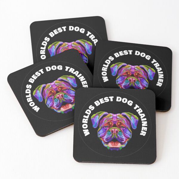 Item preview, Worlds Best Dog Trainer - British Bulldog - Rainbow K9 - White on Black designed and sold by NoMatterLab.