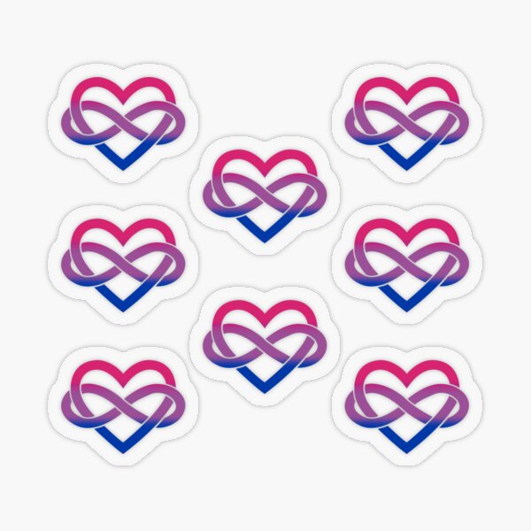 8x Bisexual Polyamory Infinity Heart Transparent Sticker