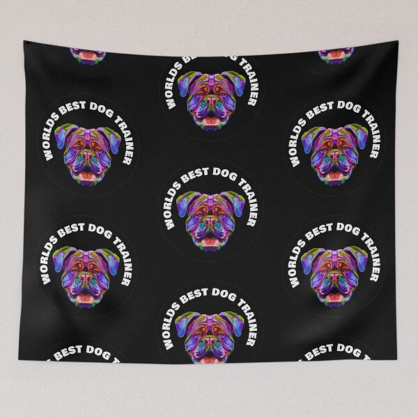 Item preview, Worlds Best Dog Trainer - British Bulldog - Rainbow K9 - White on Black designed and sold by NoMatterLab.
