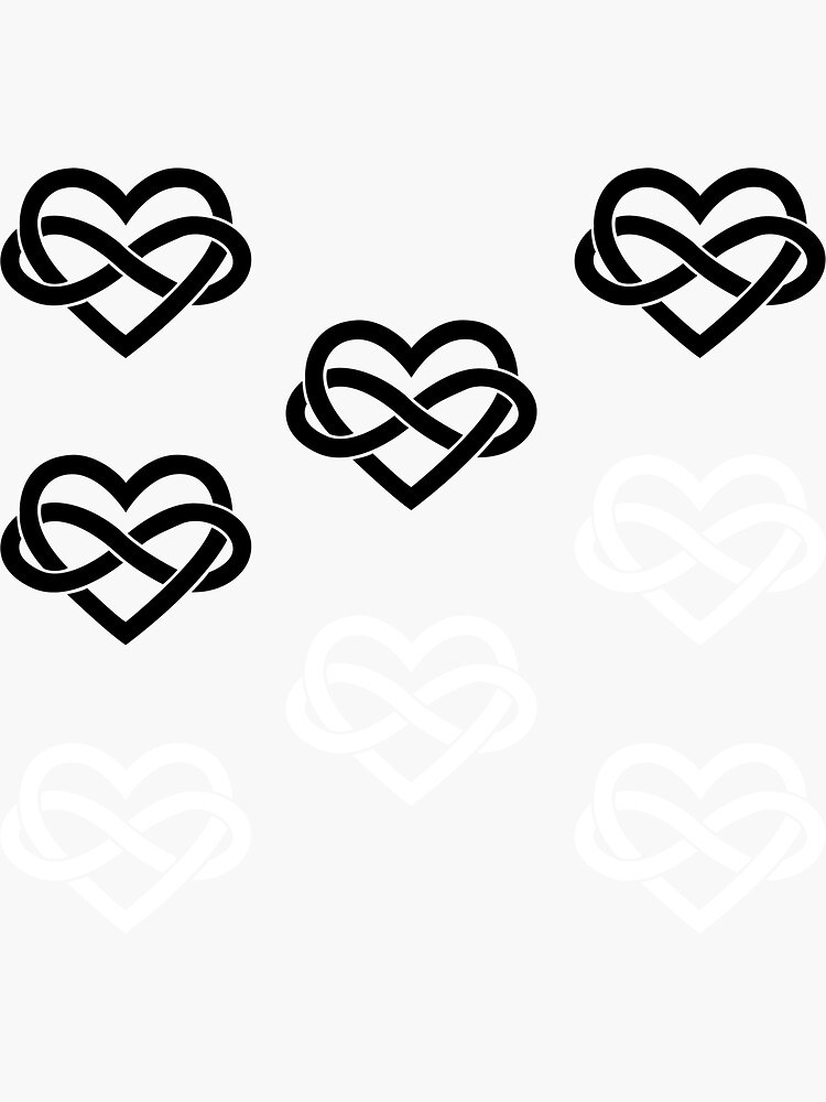 8x Black and White Polyamory Infinity Heart by polyphiliashop