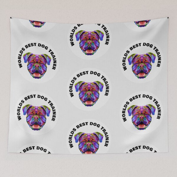 Item preview, Worlds Best Dog Trainer - British Bulldog - Rainbow K9 - Black on White designed and sold by NoMatterLab.