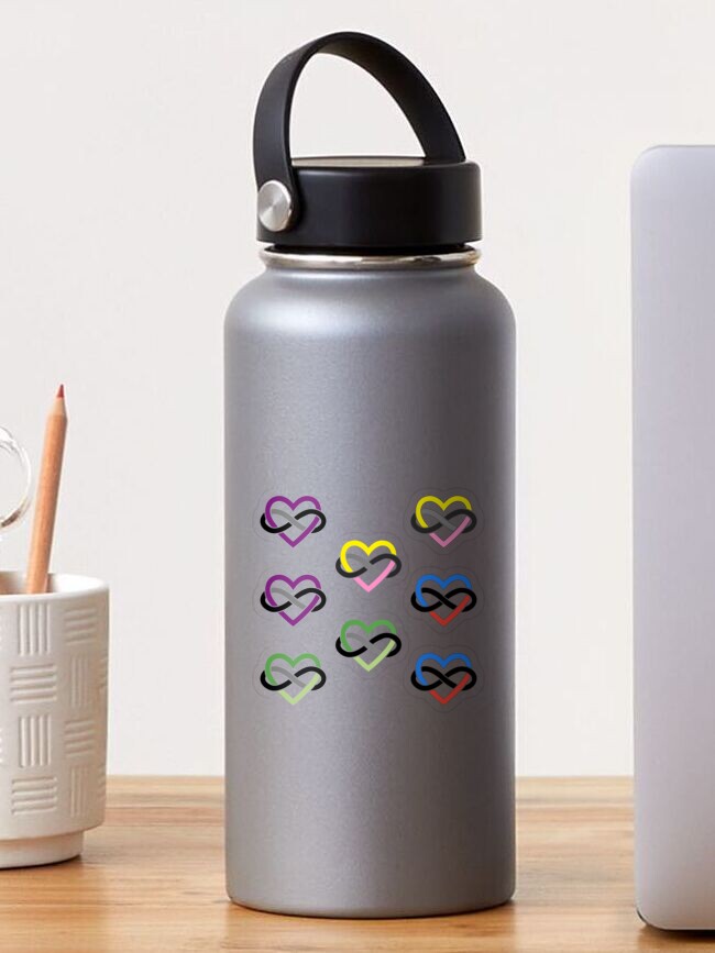 Thumbnail 1 of 3, Sticker, 8x Aroace Queerplatonic Polyamory Infinity Heart designed and sold by polyphiliashop.