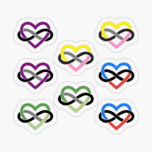 8x Aroace Queerplatonic Polyamory Infinity Heart Transparent Sticker