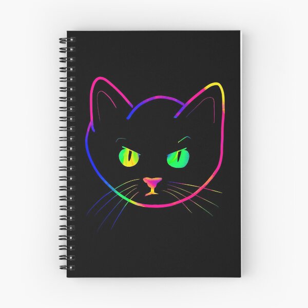 Item preview, Aesthetic Neon Tie Dye Kitty is Not Amused! Colorful Cartoon Cat designed and sold by Cosmic-Ferret.