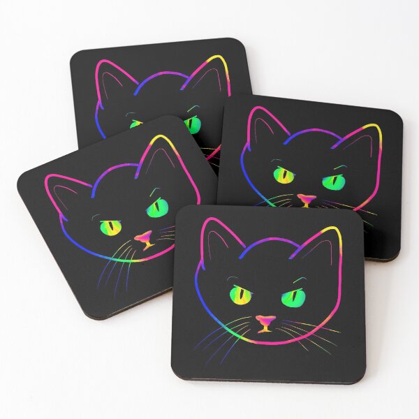 Item preview, ¡El gatito estético del teñido anudado de neón no se divierte! Gato de dibujos animados coloridos designed and sold by Cosmic-Ferret.