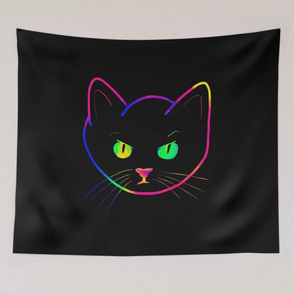 Artikelvorschau, Ästhetische Neon Tie Dye Kitty ist nicht amüsiert! Bunte Cartoon-Katze entworfen und verkauft von Cosmic-Ferret.