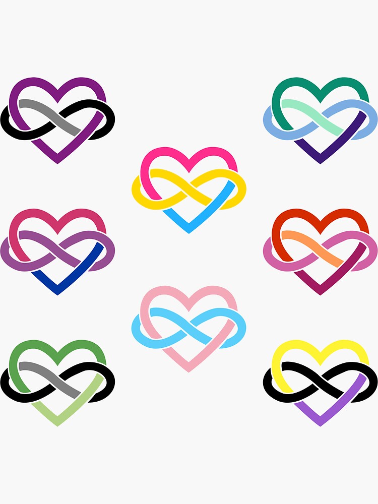8x Queer LGBTQIA+ Polyamory Infinity Heart by polyphiliashop