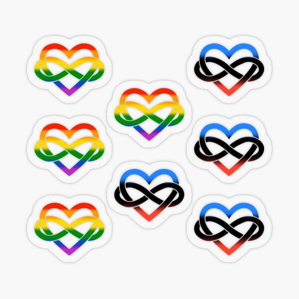 8x Queer Polyamory Infinity Heart Transparent Sticker