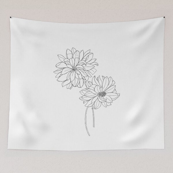 Item preview, Dahlia floral line drawing illustration designed and sold by BotanicalStudy.