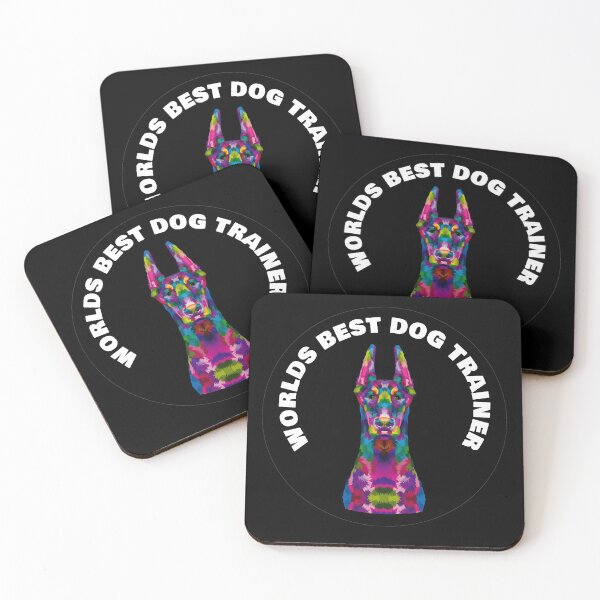 Item preview, Worlds Best Dog Trainer - Doberman - Rainbow K9 - White on Black designed and sold by NoMatterLab.
