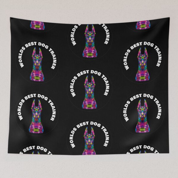 Item preview, Worlds Best Dog Trainer - Doberman - Rainbow K9 - White on Black designed and sold by NoMatterLab.