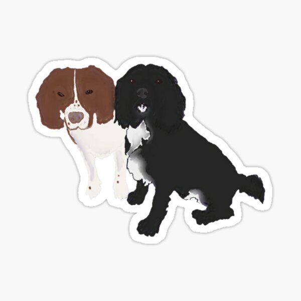 two dogs. springer and cocker spaniels Sticker