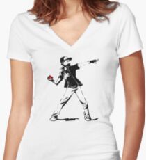 Banksy Pokemon Women's Fitted V-Neck T-Shirt