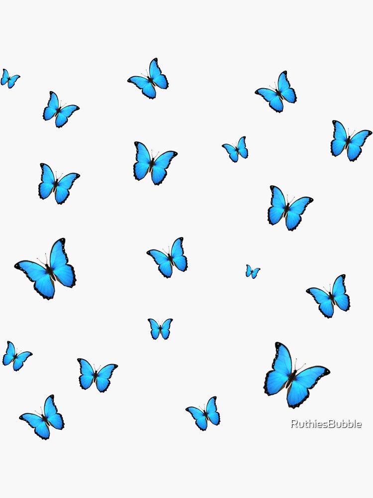 "Blaue Schmetterlinge drucken" Sticker von RuthiesBubble | Redbubble