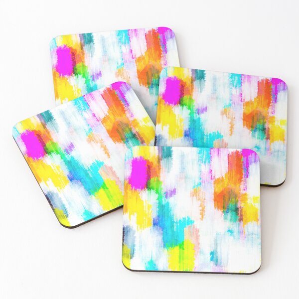Item preview, colorful splash painting texture abstract background in yellow blue pink orange designed and sold by Mrvell.