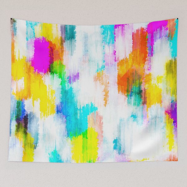 Item preview, colorful splash painting texture abstract background in yellow blue pink orange designed and sold by Mrvell.