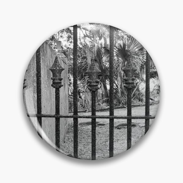 Item preview, Puerta del cementerio de DuBignon Jekyll Island Georgia Blanco y negro 2 designed and sold by LisaWootenPhoto.