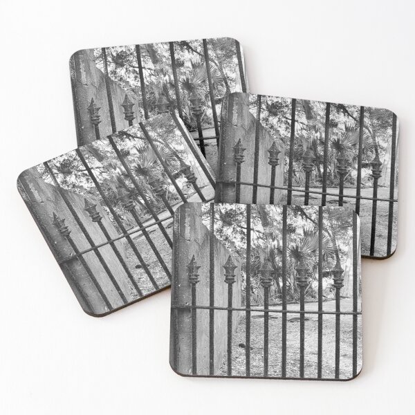 Item preview, Puerta del cementerio de DuBignon Jekyll Island Georgia Blanco y negro 2 designed and sold by LisaWootenPhoto.