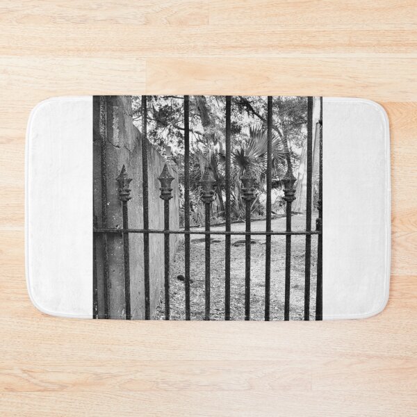 Item preview, DuBignon Cemetery Gate Jekyll Island Georgia  Black And White 2 designed and sold by LisaWootenPhoto.