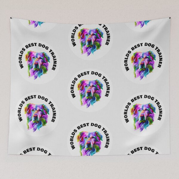 Item preview, Worlds Best Dog Trainer - Golden Retriever - Rainbow K9 - Black on White designed and sold by NoMatterLab.