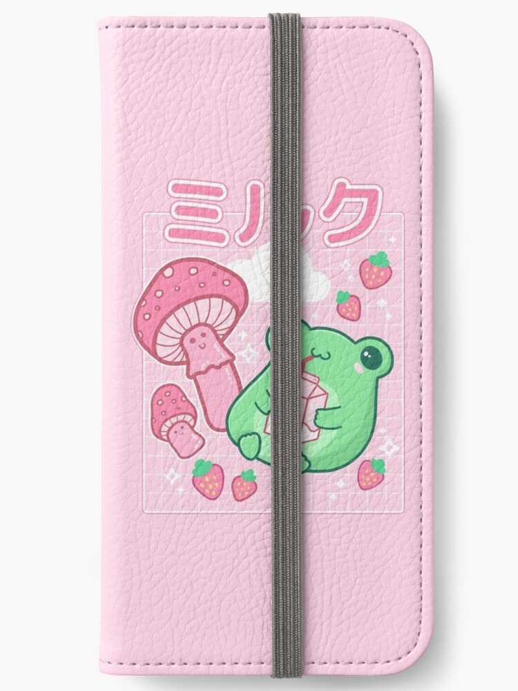 Cute Cottagecore Frog with Strawberries in Retro 90s Kawaii Aesthetic: A  Japanese Y2K Style Pink Fungi and Bubble Milk Froggy for Cyberpunk  Weirdcore