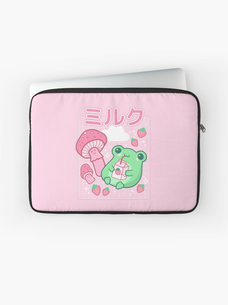 Cute Cottagecore Frog with Strawberries in Retro 90s Kawaii Aesthetic: A  Japanese Y2K Style Pink Fungi and Bubble Milk Froggy for Cyberpunk  Weirdcore and Pinkish Frog Lovers Spiral Notebook for Sale by