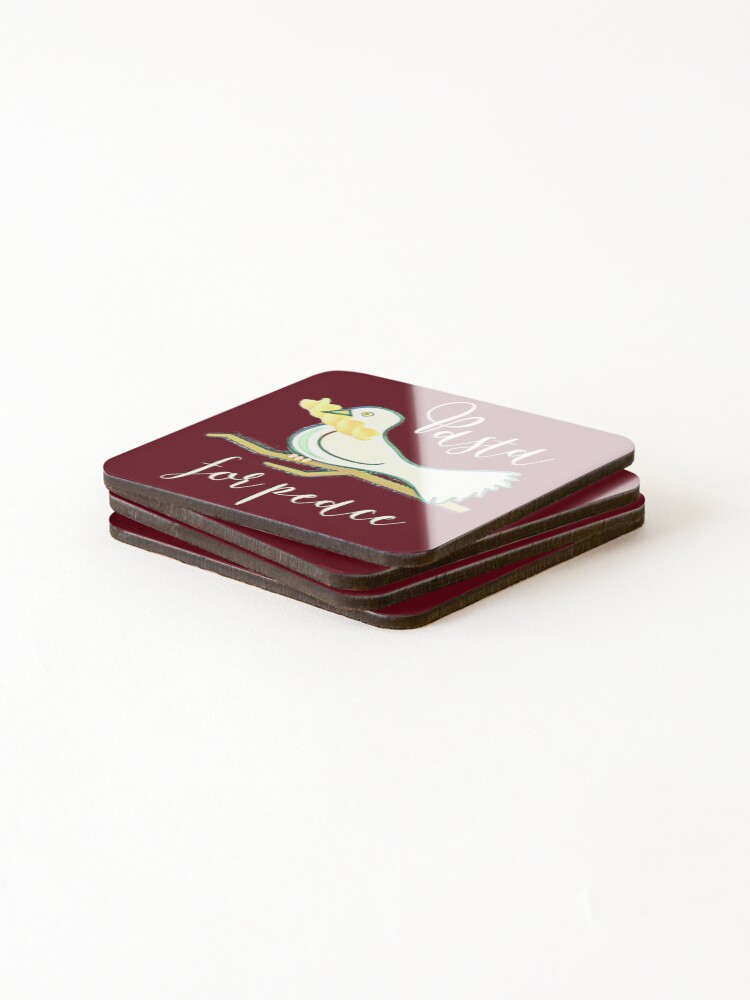 Thumbnail 4 of 5, Coasters (Set of 4), Pasta for Peace Dove designed and sold by DesignsofNote.
