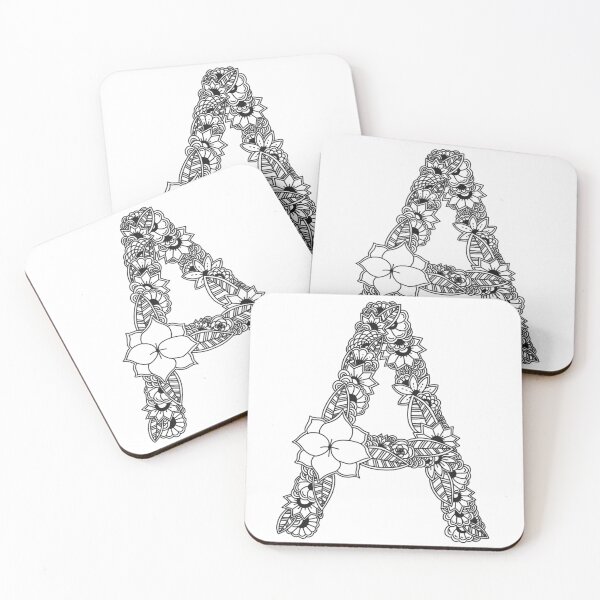 Item preview, Monogram Letter A Black and White Flowers designed and sold by Pentanglement.