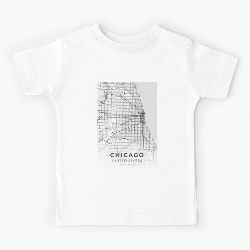 Camiseta para niños «Mapa de Chicago Illinois Mapa en blanco y