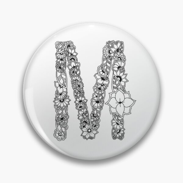 Item preview, Monogram Letter M Black and White Flowers designed and sold by Pentanglement.