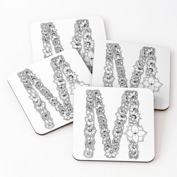 Item preview, Monogram Letter M Black and White Flowers designed and sold by Pentanglement.
