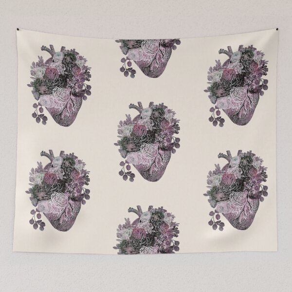 Item preview, Floral Human heart with purple color roses, watercolor style designed and sold by Collagedream.