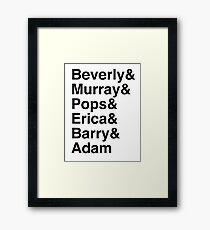 The Goldbergs Character List Helvetica Framed Print