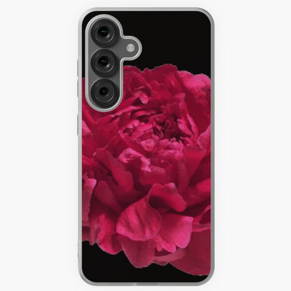Item preview, Scarlet Red Peony Close-up on Black Background designed and sold by InalterataArt.